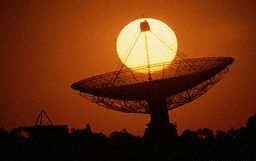 Radio Telescope At Sunset